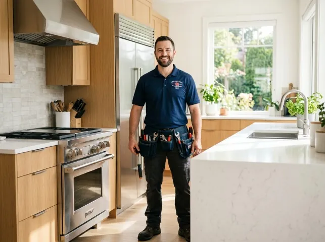 Appliance Repair Hero technician in a Aroma Park, IL kitchen after an appliance repair